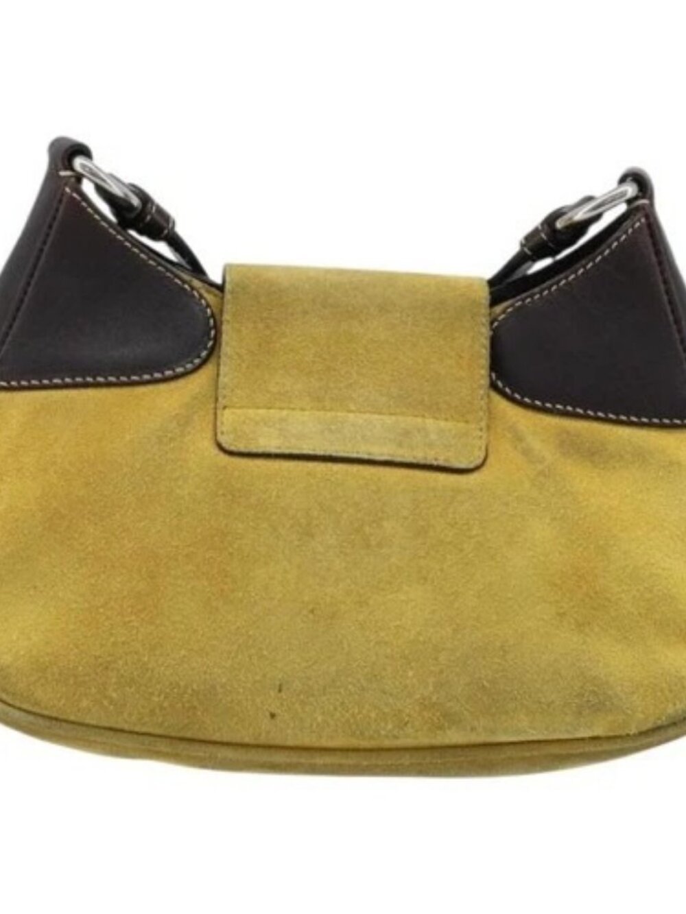 PRADA Shoulder Bag Suede Yellow Silver Auth ARZ148 - Picture 2 of 16